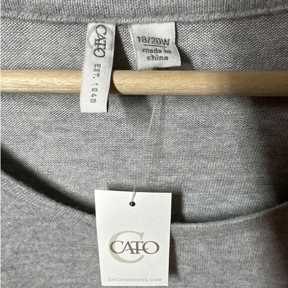 Cato Lightweight Sweater Top Bible Phrase Graphic Print Crochet Flower Sz 18/20W - Picture 6 of 9